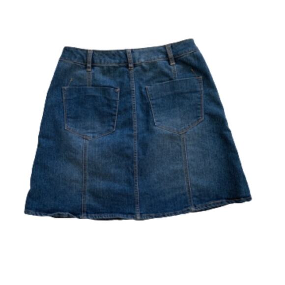 Tinseltown Jean Mini Skirt Blue Silver Button Front Denim Jean Mini Skirt Size 8 - Picture 3 of 7